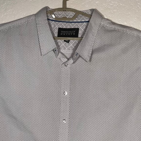 Tranquility & Mayhem 3XL Dress Shirt Geometric LS Roll-tab Button-Up Plus Size - Picture 4 of 16
